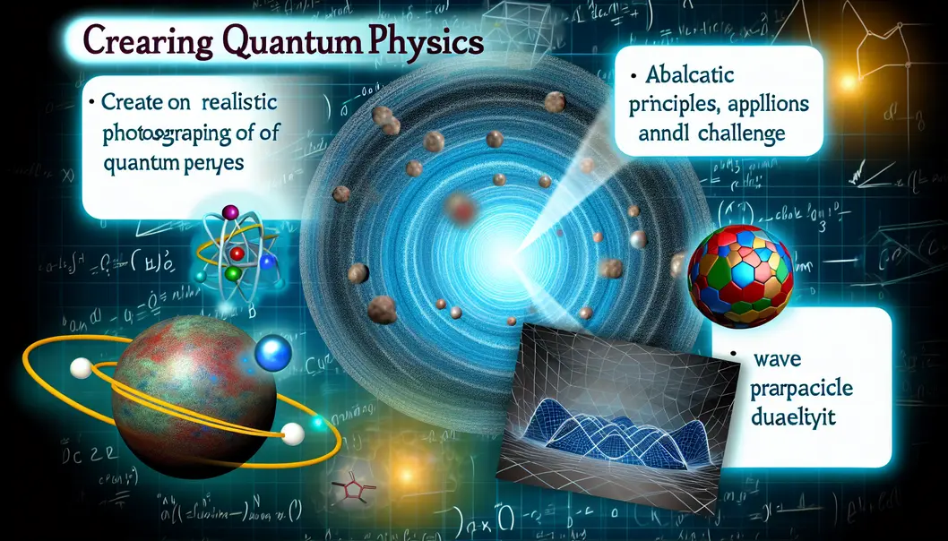 Atomare Darstellung mit Elektronenwellen vor einem Hintergrund eines Labors mit Quantencomputern und Lasertechnik.