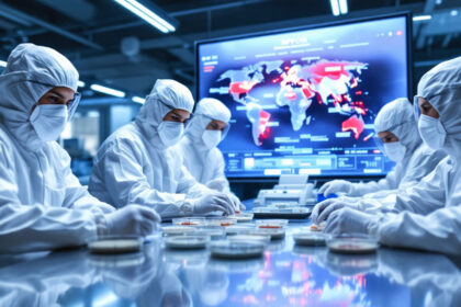 Laboruntersuchung von Mpox mit globaler Ausbreitung auf Weltkarte