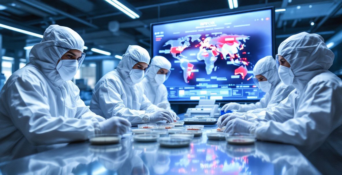 Laboruntersuchung von Mpox mit globaler Ausbreitung auf Weltkarte