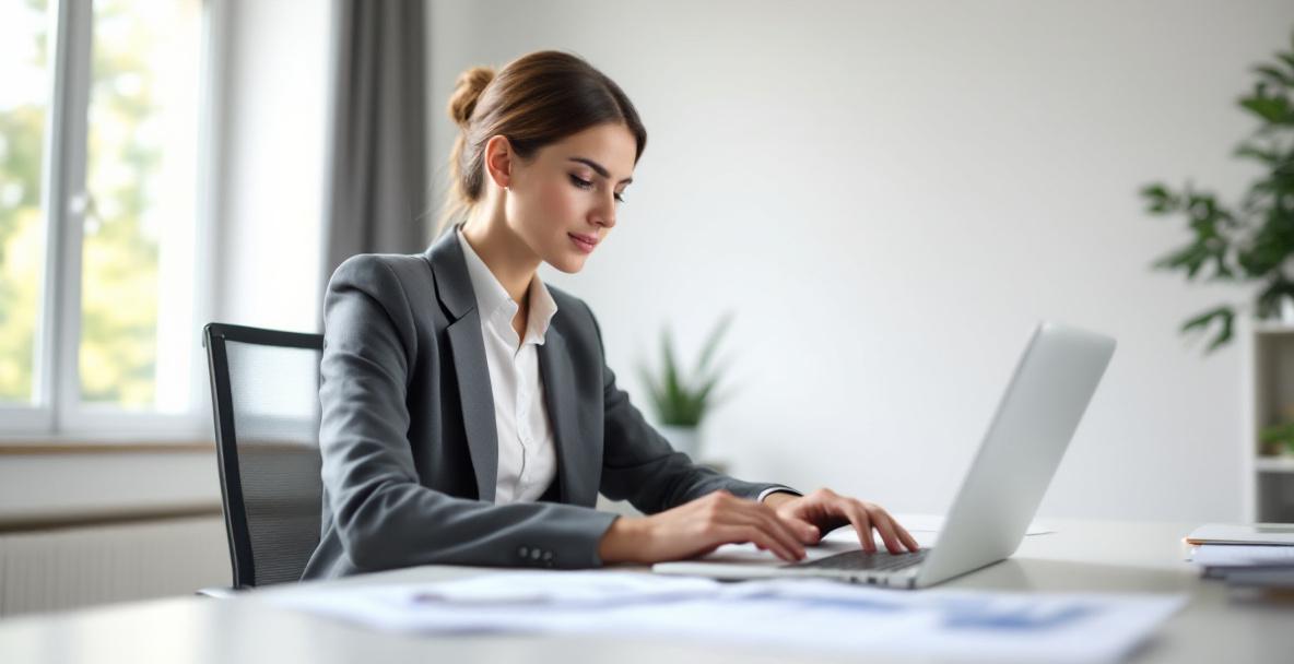 Person arbeitet im modernen Homeoffice am Schreibtisch mit Steuerunterlagen für 2025