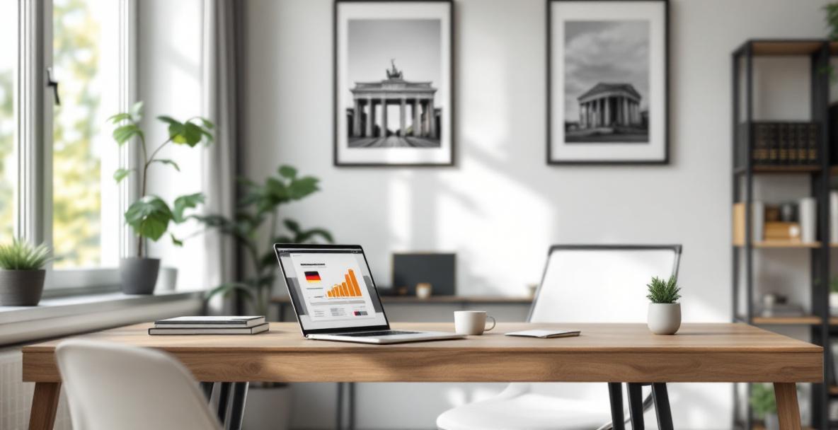 Deutscher Heimarbeitsplatz mit Laptop und Gesetzesunterlagen, symbolisch für Arbeitsrecht 2025