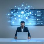Modernes digitales Schaubild zu Cybercrime-Trends 2025 mit KI- und Angriffselementen