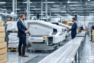 Blick in eine deutsche Verpackungsfabrik mit nachhaltigen Materialien und moderner Technik.