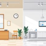 Vergleich zwischen einer typischen Arztpraxis für die gesetzliche Krankenversicherung und einer modernen privaten Klinik in Deutschland.