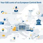 Infografik der Europäischen Zentralbank mit Euro-Symbolen und Europa-Karte