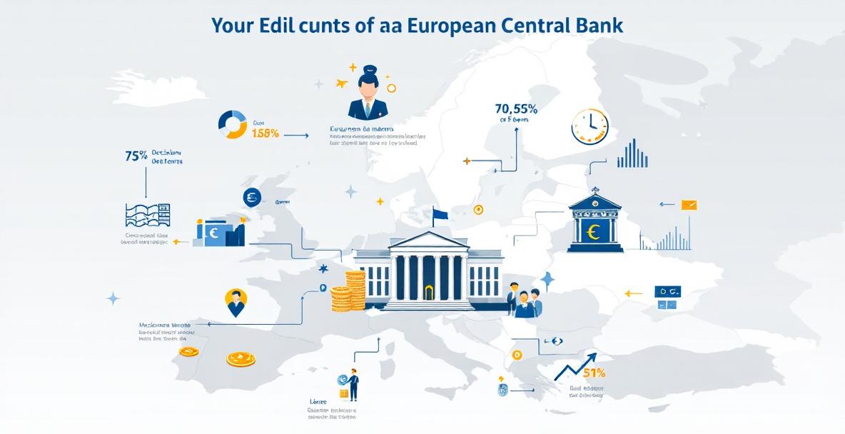 Infografik der Europäischen Zentralbank mit Euro-Symbolen und Europa-Karte