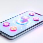 Ein Smartphone mit Gehirntraining-App-Symbolen und digitalen Neuronen als Symbol für kognitive Fitness 2025.