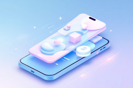 Smartphone mit verschiedenen Meditationsapp-Symbolen und beruhigender, digitaler Aura als Sinnbild für moderne, kostenlose Meditationsapps 2025.