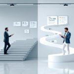 Kontrast zwischen gesetzlicher und privater Rentenversicherung mit zwei Beratern, einer offiziell, einer individuell, illustriert.