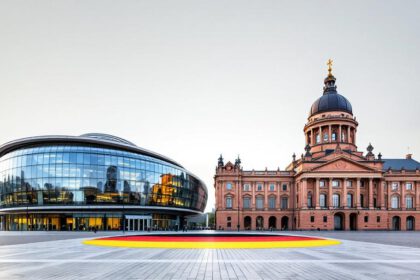 Gegenüberstellung des Bundestags- und Bundesratsgebäudes zur Verdeutlichung ihrer Unterschiede.