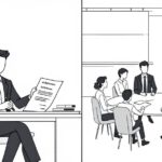 Vergleich zwischen einem einzelnen Arbeitnehmer mit Arbeitsvertrag und einer Gruppe, die einen Tarifvertrag bespricht.