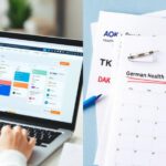 Symbolbild: Kalender mit markierten Fristen, Krankenkassen-Dokumente und eine Person, die über einen Wechsel nachdenkt.