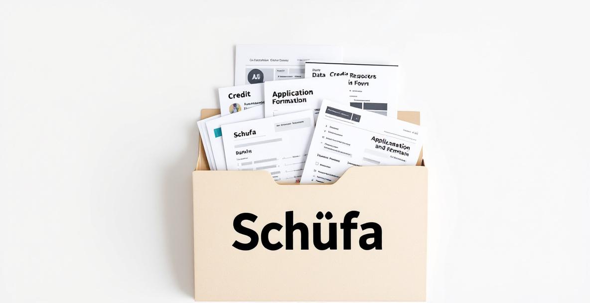 Symbolbild einer offenen Schufa-Akte mit Finanzdokumenten zur Veranschaulichung der Schufa-Auskunft.